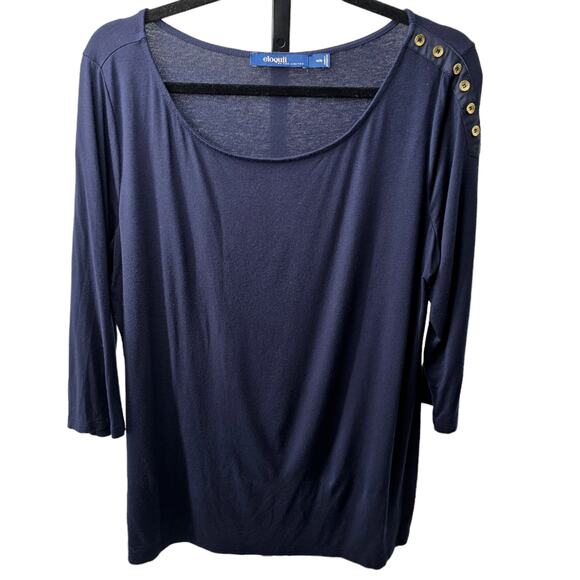 Eloquii Shirt 14w 16w Navy Blue Plus Size Top Work Blouse Office Chic Power - Picture 1 of 8